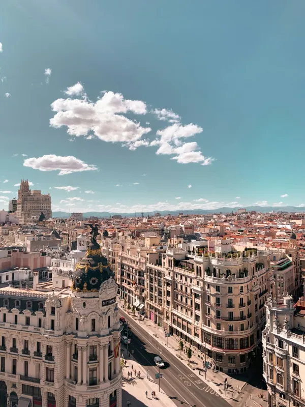 Gran Vía and the Metropolis building in Madrid